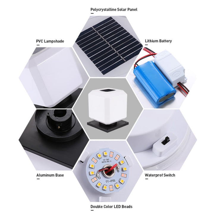 Stornfield | 003 Solar Square Outdoor Post Light Waterproof LED Wall Lights, Size: 20cm (White Light)
