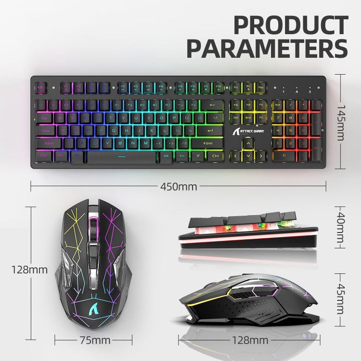 Stornfield | Attack Shark T3RGB RGB Illuminated Wireless Keyboard and Mouse Set (Black)