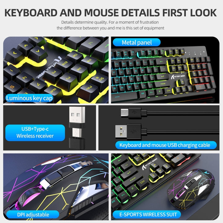 Stornfield | Attack Shark T3RGB RGB Illuminated Wireless Keyboard and Mouse Set (Black)