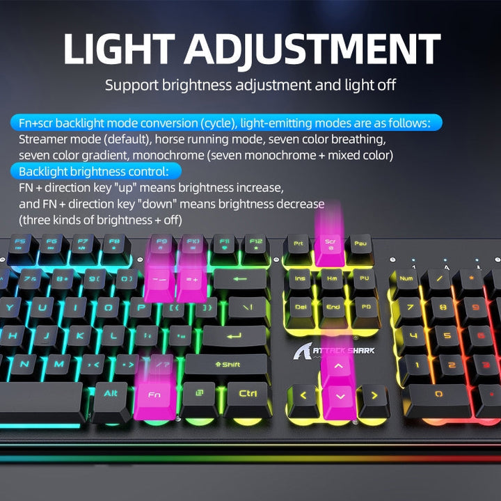 Stornfield | Attack Shark T3RGB RGB Illuminated Wireless Keyboard and Mouse Set (Black)
