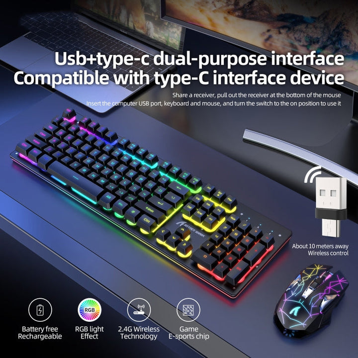 Stornfield | Attack Shark T3RGB RGB Illuminated Wireless Keyboard and Mouse Set (Black)