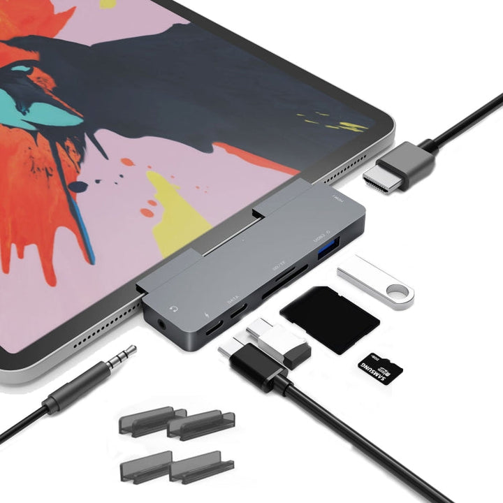 Stornfield | For iPad Pro 7-in-1 HDMI 4K + 3.5mm Audio + SD/TF + 1 USB 3.0 + USB-C/Type-C + USB-C PD Docking Station
