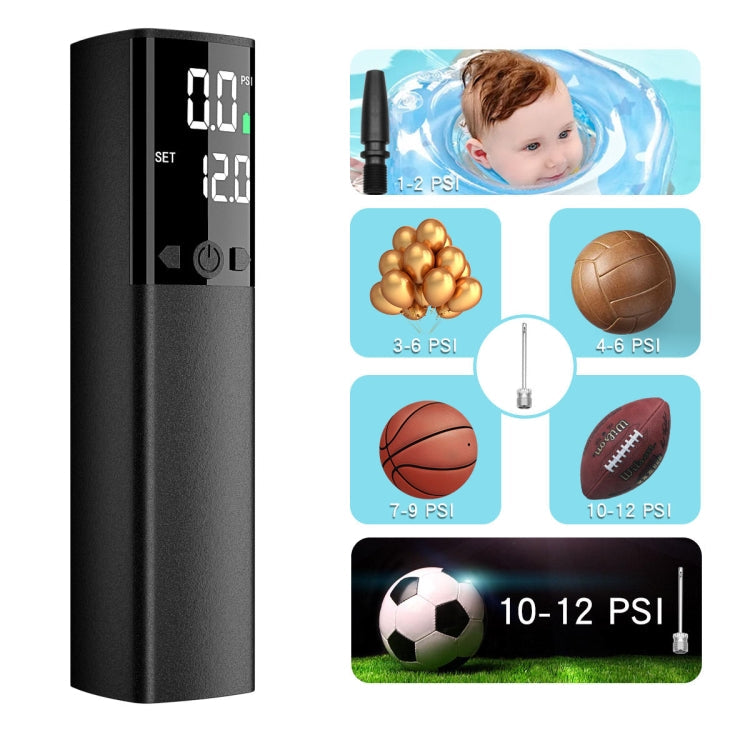 Stornfield | AP-04 Cordless Electric Air Pump with LCD Display for Football and Basketball (Black)