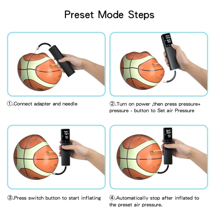 Stornfield | AP-04 Cordless Electric Air Pump with LCD Display for Football and Basketball (Black)