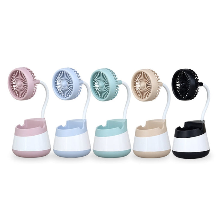 276A USB Charging Desktop Pen Holder Fan with Phone Holder Function Dormitory Portable Fan(Pink) | Stornfield