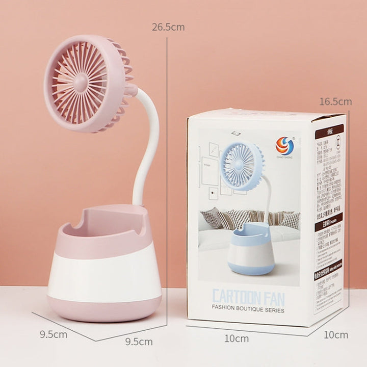 276A USB Charging Desktop Pen Holder Fan with Phone Holder Function Dormitory Portable Fan(Pink) | Stornfield