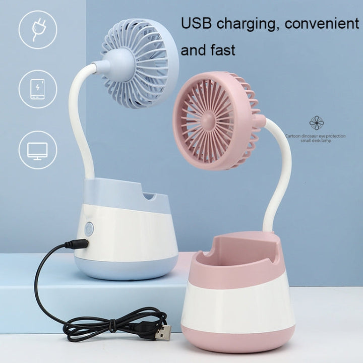276A USB Charging Desktop Pen Holder Fan with Phone Holder Function Dormitory Portable Fan(Pink) | Stornfield