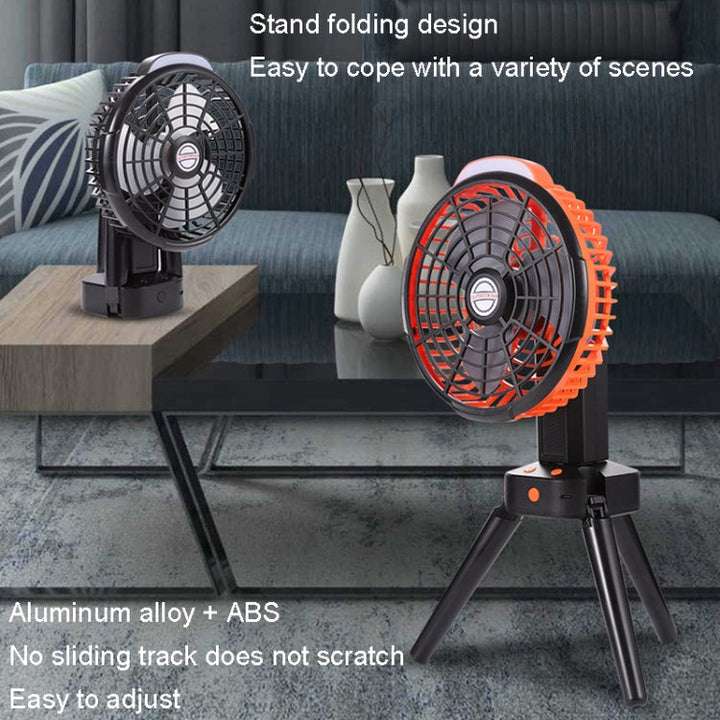 Outdoor Camping USB Charging Fan Tent Swing Head Fan With Tripod LED Light(Black) | Stornfield