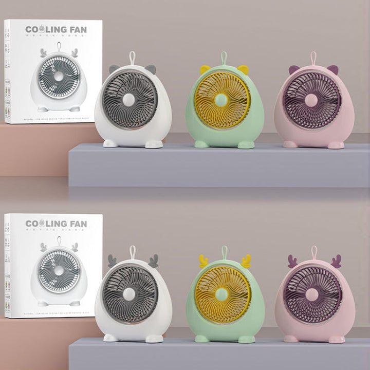 Dormitory Portable Animal Ear Desktop Electric Fan, Style: Charging Version Pink | Stornfield