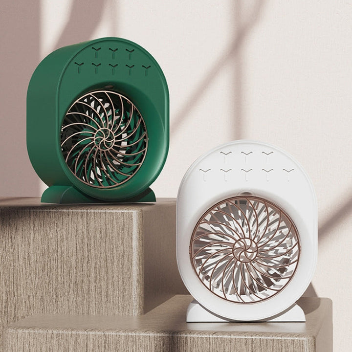 USB Spray Humidification Air Conditioning Fan Small Portable Desktop Air Cooler, Style: Charging (Green) | Stornfield