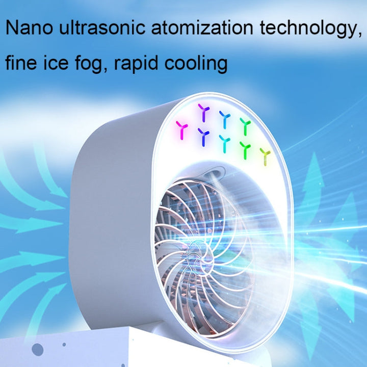 USB Spray Humidification Air Conditioning Fan Small Portable Desktop Air Cooler, Style: Charging (Green) | Stornfield