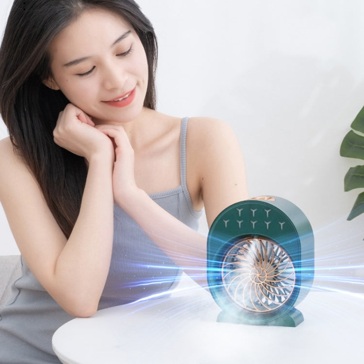 USB Spray Humidification Air Conditioning Fan Small Portable Desktop Air Cooler, Style: Charging (Green) | Stornfield