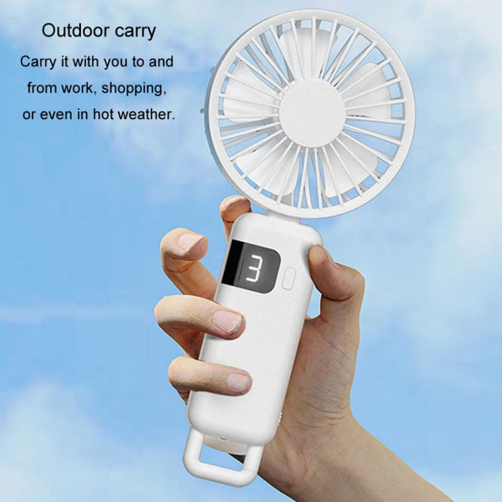 Portable Digital Display Hanging Neck Mute Small Fan USB Charging Handheld Foldable Fan(Blue) | Stornfield