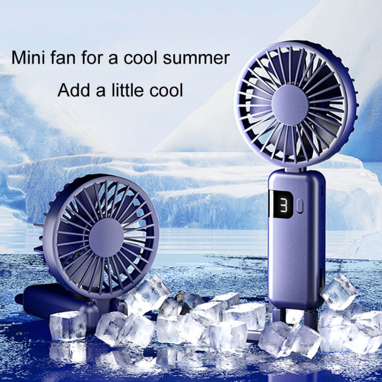 Portable Digital Display Hanging Neck Mute Small Fan USB Charging Handheld Foldable Fan(Blue) | Stornfield
