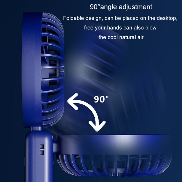 Portable Digital Display Hanging Neck Mute Small Fan USB Charging Handheld Foldable Fan(Blue) | Stornfield