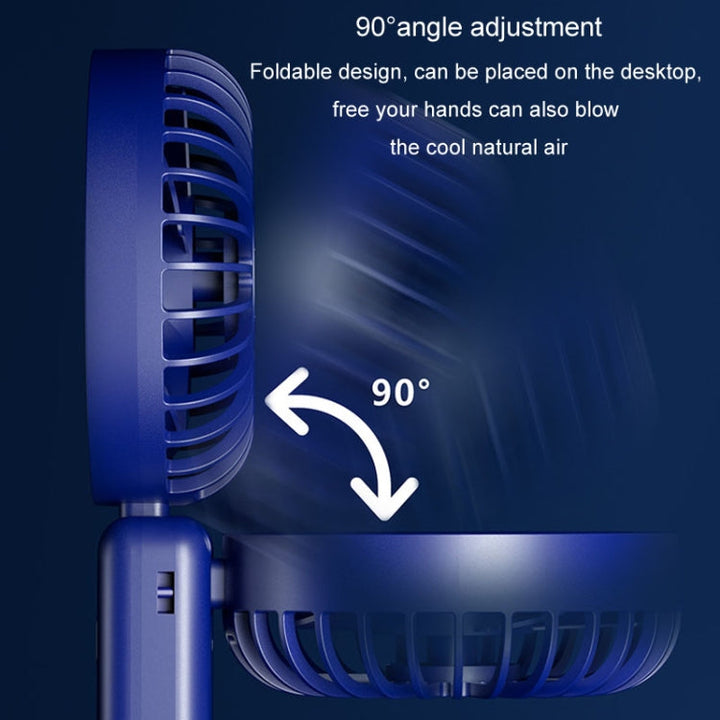 Portable Digital Display Hanging Neck Mute Small Fan USB Charging Handheld Foldable Fan(Blue) | Stornfield