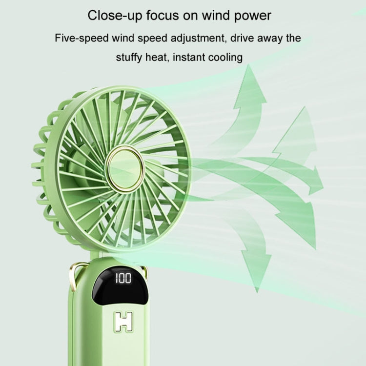 Foldable Digital Display USB Charging Fan Handheld Mute Hanging Neck Outdoor Small Fan(Blue) | Stornfield