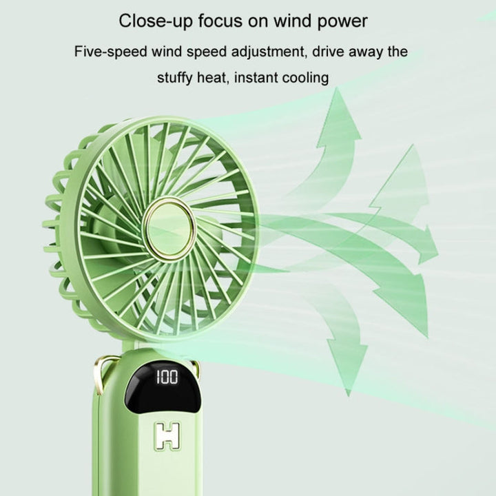 Foldable Digital Display USB Charging Fan Handheld Mute Hanging Neck Outdoor Small Fan(Blue) | Stornfield