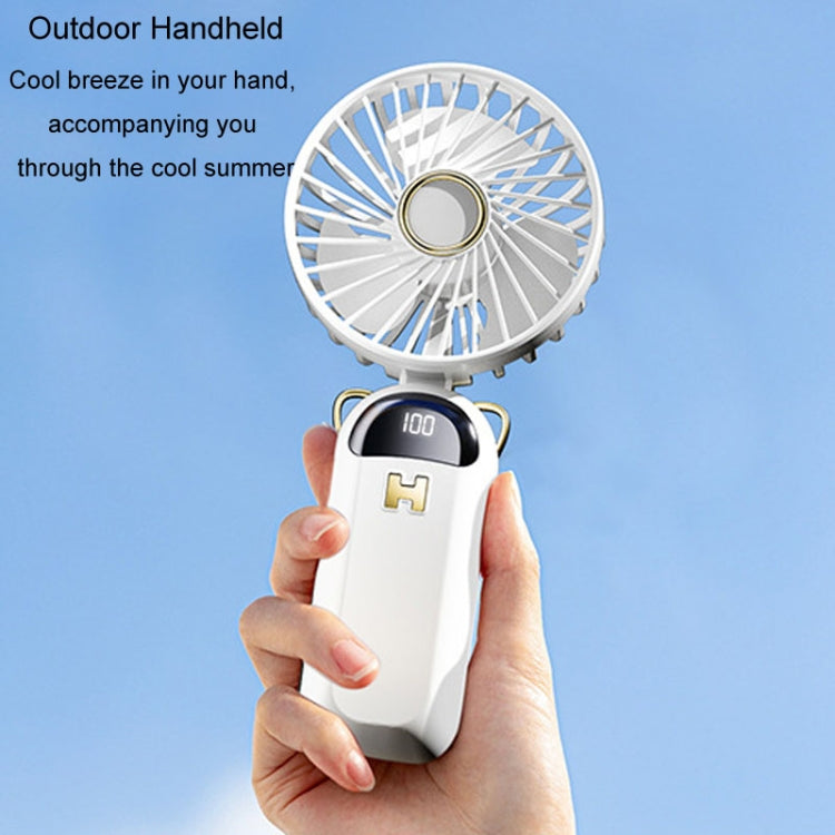 Foldable Digital Display USB Charging Fan Handheld Mute Hanging Neck Outdoor Small Fan(Blue) | Stornfield