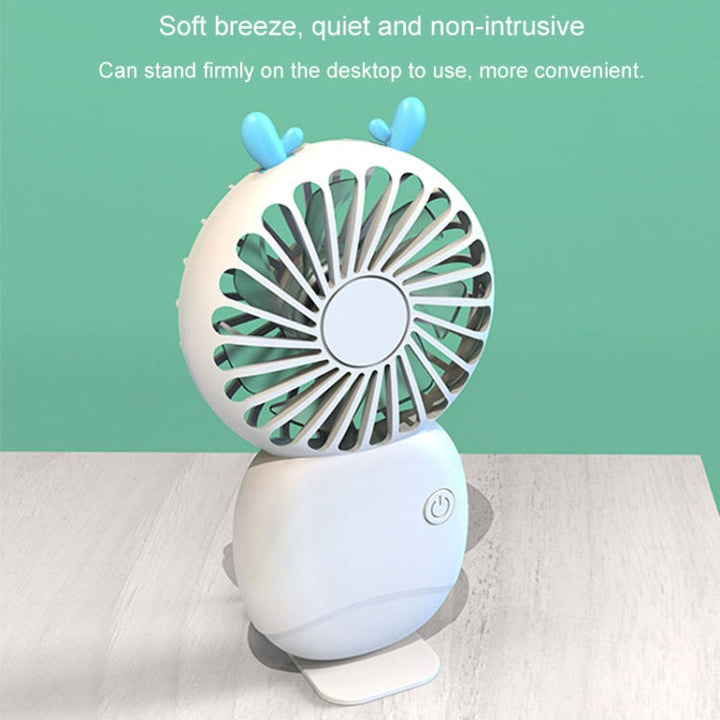 Summer Cartoon Pocket Handheld Stand Fan Rechargeable Silent Mini Fan(Green) | Stornfield