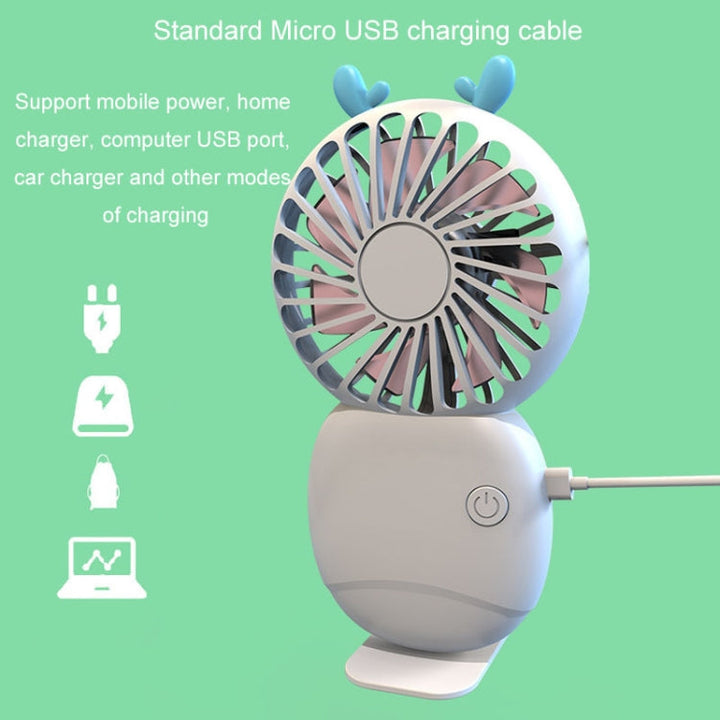 Summer Cartoon Pocket Handheld Stand Fan Rechargeable Silent Mini Fan(Green) | Stornfield