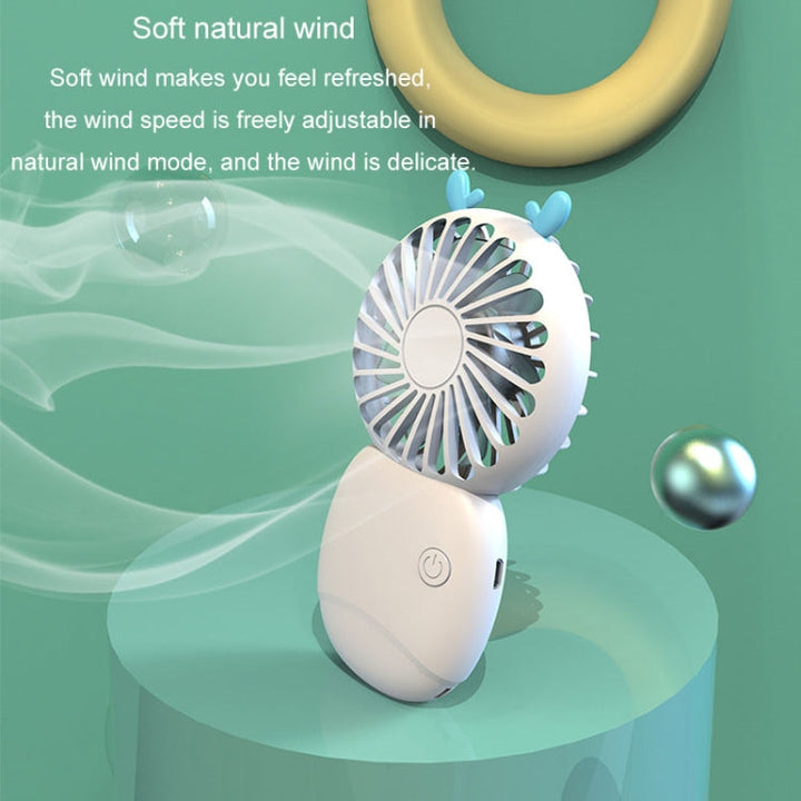 Summer Cartoon Pocket Handheld Stand Fan Rechargeable Silent Mini Fan(Green) | Stornfield