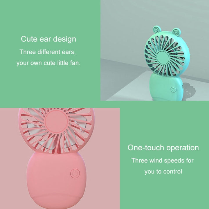 Summer Cartoon Pocket Handheld Stand Fan Rechargeable Silent Mini Fan(Green) | Stornfield