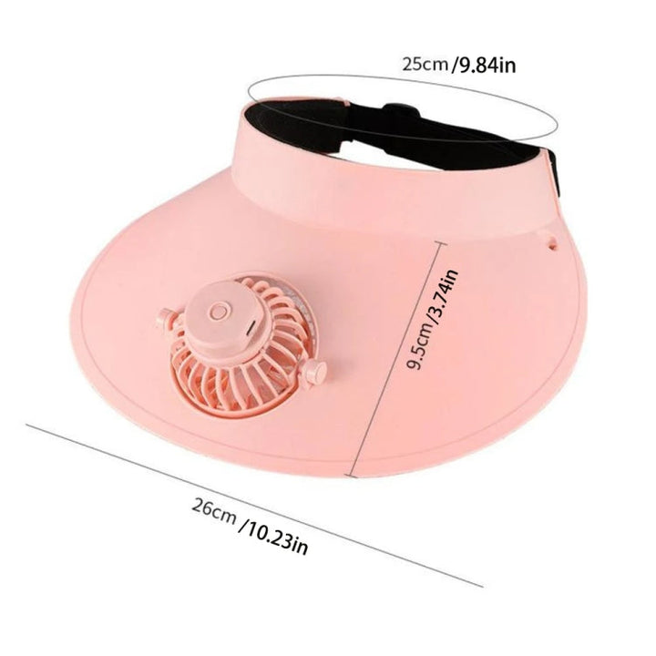 Summer Outdoor Sun Protection Adjustable Rotating Fan Sun Hat(Pink) | Stornfield