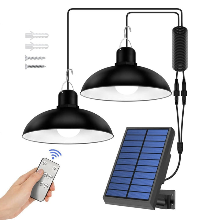 Stornfield | IP65 Waterproof Stainless Steel Solar LED Hanging Light for Indoor Lighting, Specification: Double White Light with Remote Control