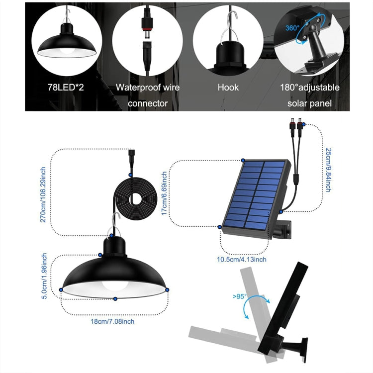 Stornfield | IP65 Waterproof Stainless Steel Solar LED Hanging Light for Indoor Lighting, Specification: Double White Light with Remote Control