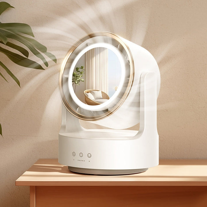 3 In 1 Multifunctional Desktop Fan with LED Light Cosmetic Mirror USB Plug Non-Oscillating | Stornfield