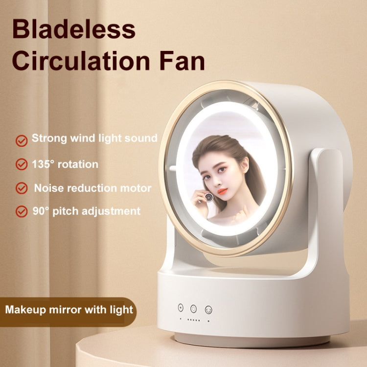 3 In 1 Multifunctional Desktop Fan with LED Light Cosmetic Mirror Rechargeable Oscillating | Stornfield