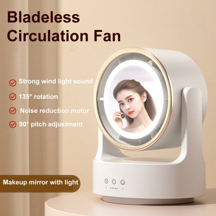3 In 1 Multifunctional Desktop Fan with LED Light Cosmetic Mirror Rechargeable Oscillating | Stornfield