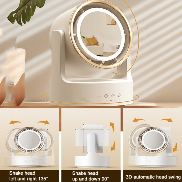 3 In 1 Multifunctional Desktop Fan with LED Light Cosmetic Mirror USB Plug Non-Oscillating | Stornfield