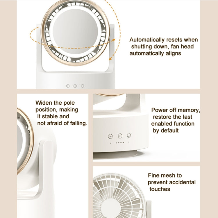 3 In 1 Multifunctional Desktop Fan with LED Light Cosmetic Mirror USB Plug Non-Oscillating | Stornfield