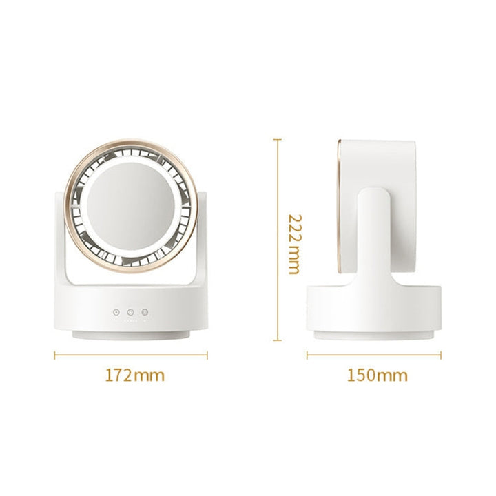 3 In 1 Multifunctional Desktop Fan with LED Light Cosmetic Mirror USB Plug Non-Oscillating | Stornfield