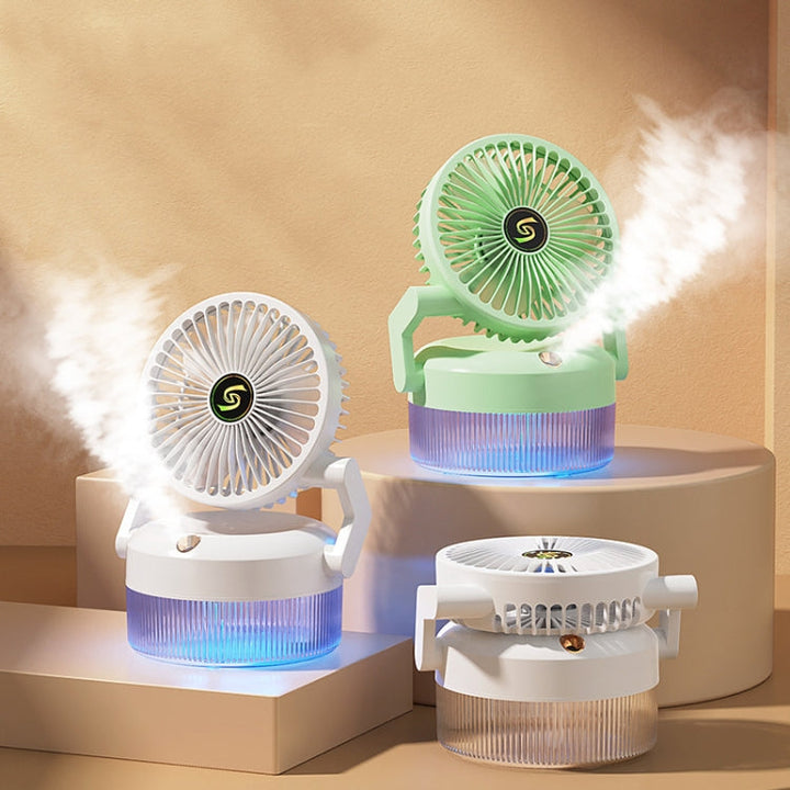 USB Charging Folding Desktop Spray Humidification Fan with Night Light(Green) | Stornfield
