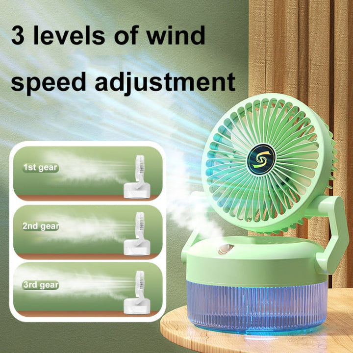 USB Charging Folding Desktop Spray Humidification Fan with Night Light(Green) | Stornfield