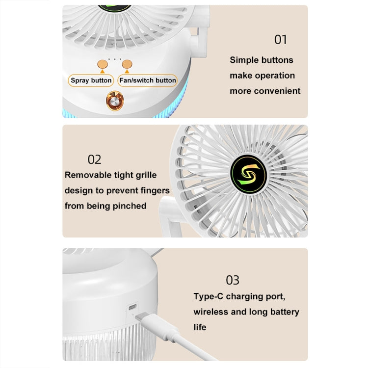 USB Charging Folding Desktop Spray Humidification Fan with Night Light(Green) | Stornfield