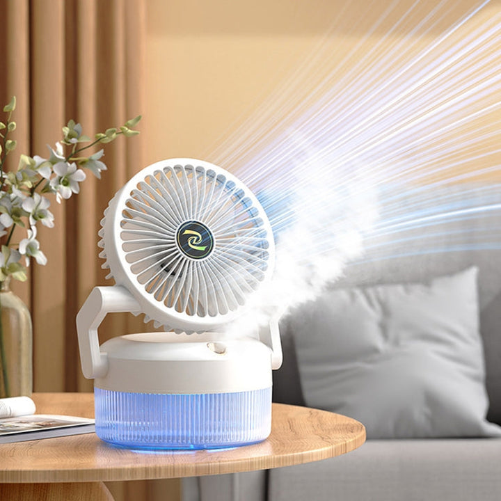 USB Charging Folding Desktop Spray Humidification Fan with Night Light(Green) | Stornfield