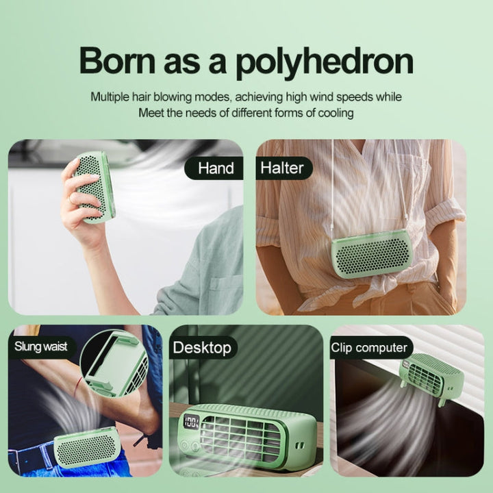 USB Charging Digital Display Portable Bladeless Outdoor Mini Night Light Fan(Green) | Stornfield