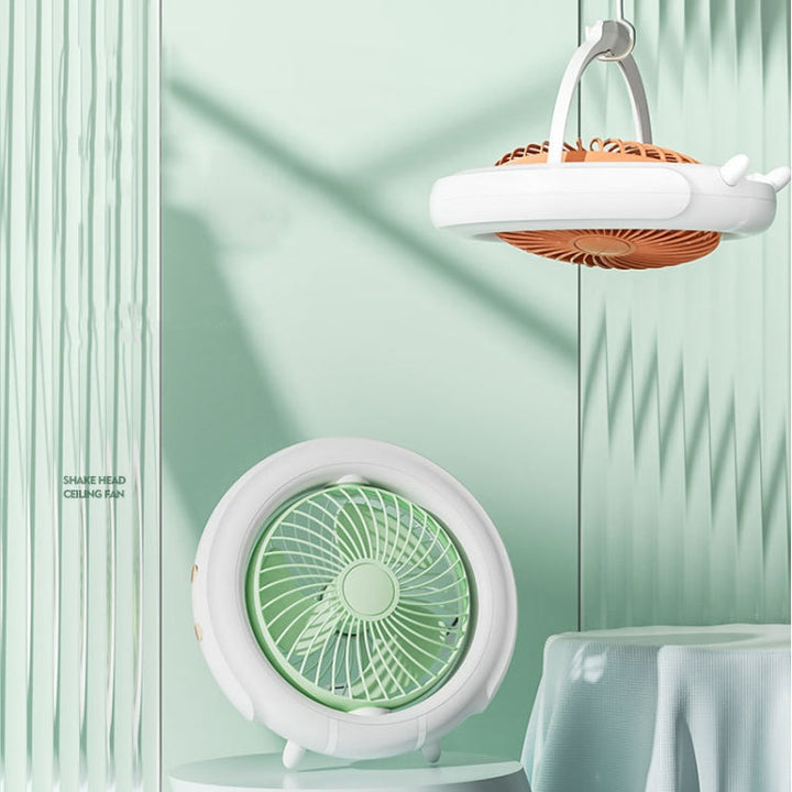 Night Light Desktop Folding Fan Outdoor Camping Hanging Mini Fan, Color: Green Upgraded | Stornfield