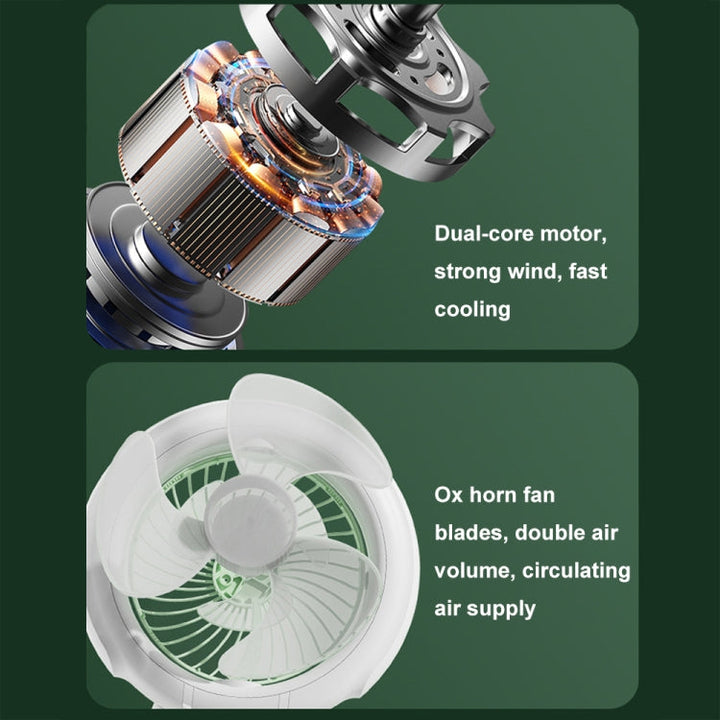 Night Light Desktop Folding Fan Outdoor Camping Hanging Mini Fan, Color: Green Upgraded | Stornfield
