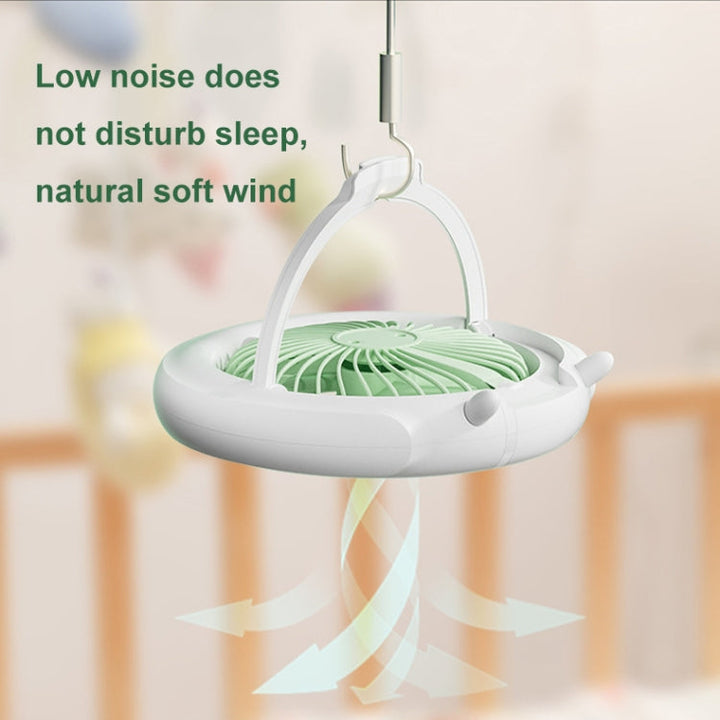 Night Light Desktop Folding Fan Outdoor Camping Hanging Mini Fan, Color: Green Upgraded | Stornfield