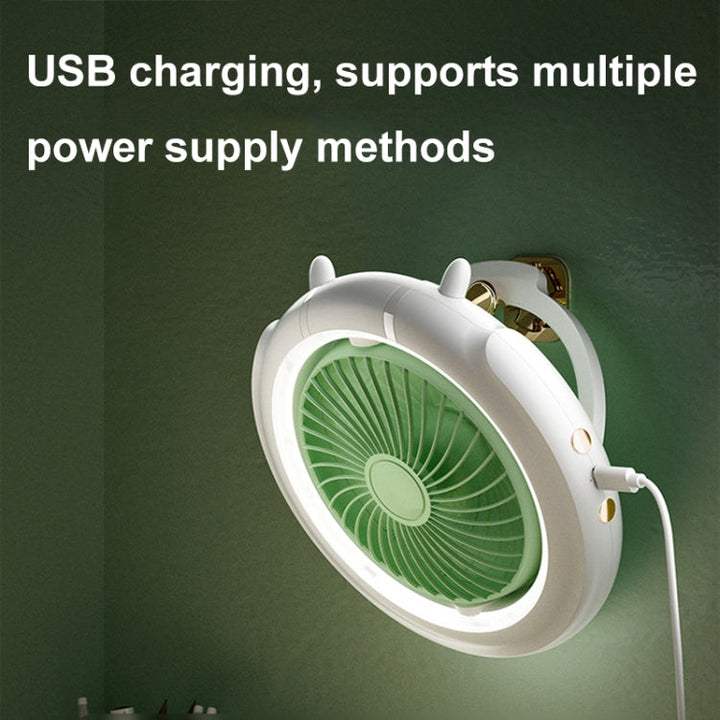 Night Light Desktop Folding Fan Outdoor Camping Hanging Mini Fan, Color: Green Upgraded | Stornfield