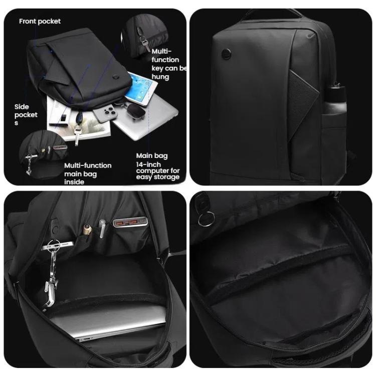 Stornfield | WEPOEWR 14-inch Laptop Backpack for Men, Waterproof Large Capacity Commuter Business Backpack (Black)