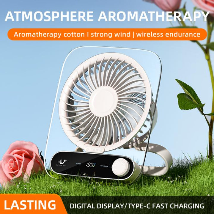 199-speed Desktop wall-mounted Fan With Handle & Light Built-in  Aromatherapy Cotton(Clear Black) | Stornfield
