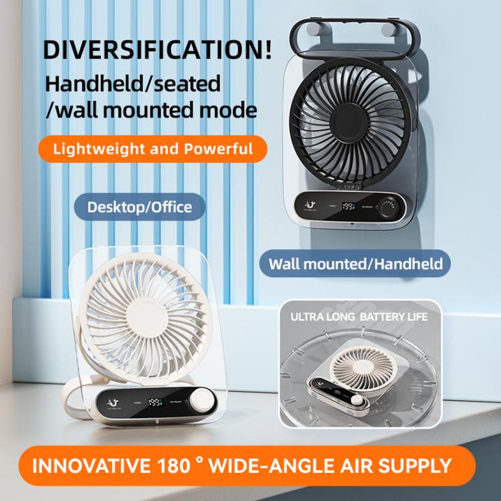 199-speed Desktop wall-mounted Fan With Handle & Light Built-in  Aromatherapy Cotton(Clear Black) | Stornfield