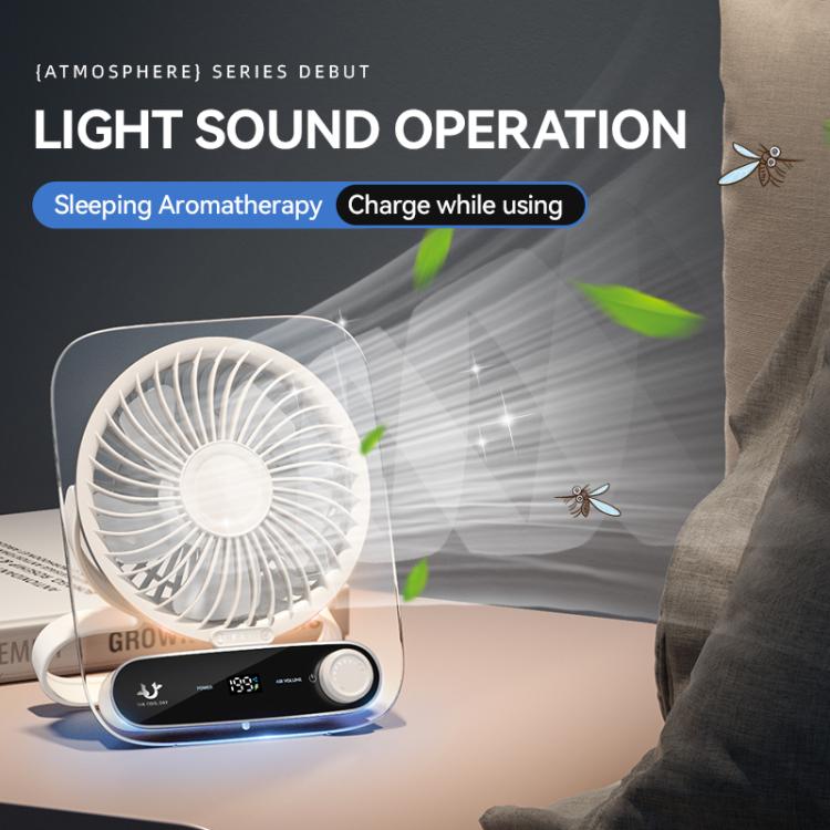 199-speed Desktop wall-mounted Fan With Handle & Light Built-in  Aromatherapy Cotton(Clear Black) | Stornfield