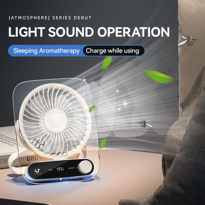 199-speed Desktop wall-mounted Fan With Handle & Light Built-in  Aromatherapy Cotton(Clear Black) | Stornfield